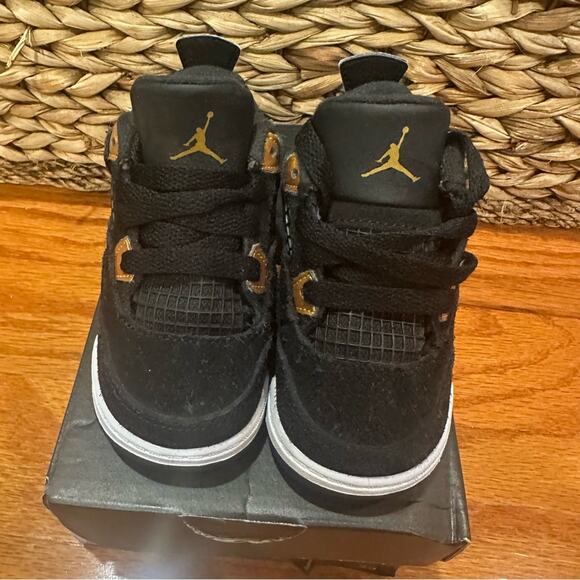 Jordan 4 Retro Sneakers sz 5c Black on Black Retro 4 Sneakers toddler sz 5 - Picture 4 of 9